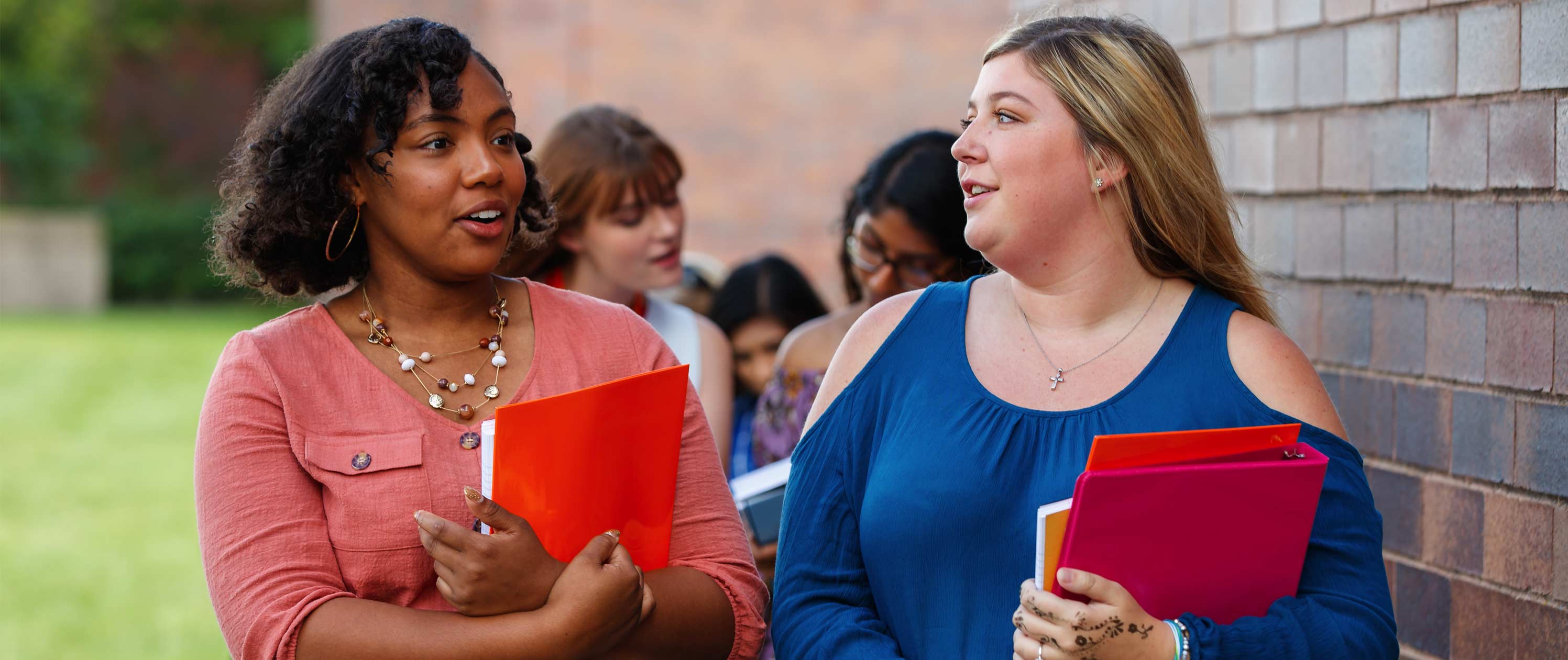 Students talking outside